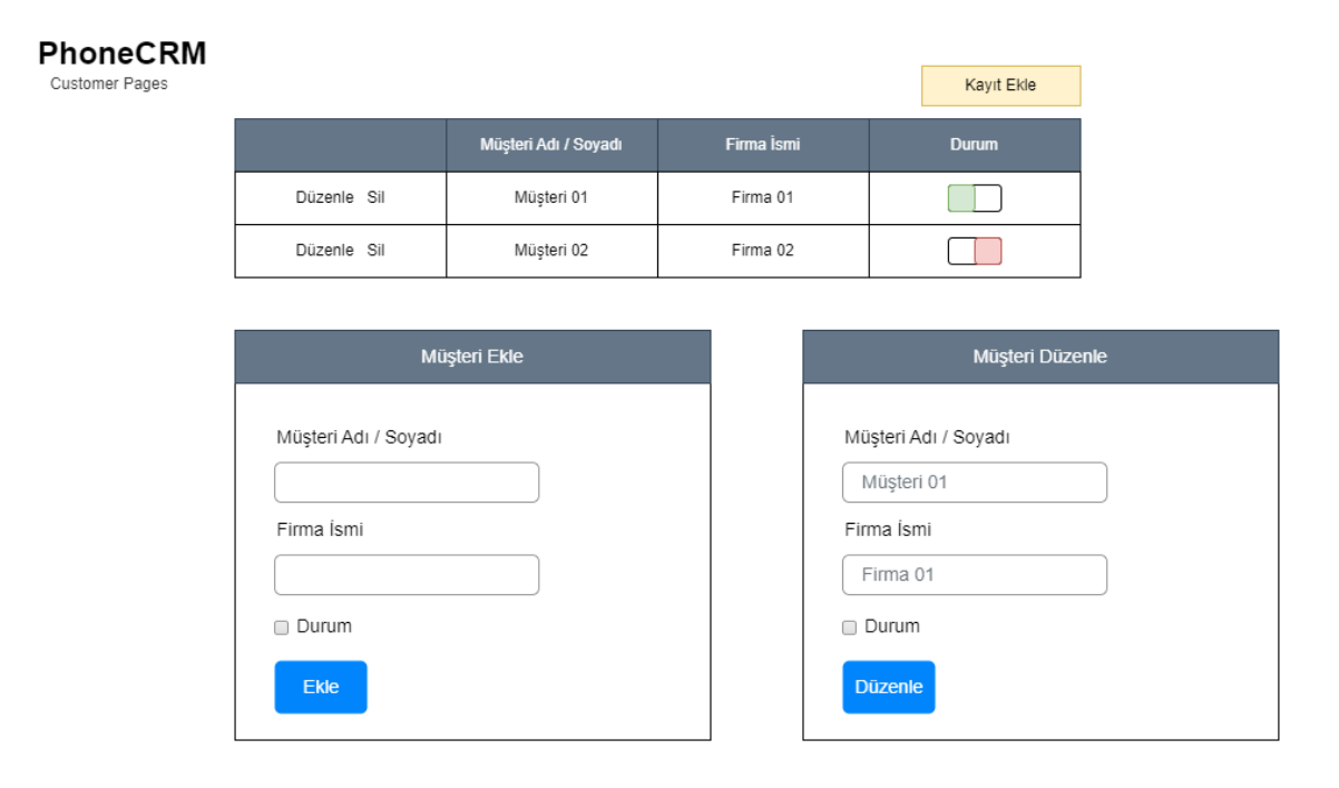 Web Panel Müşteri Ekranı