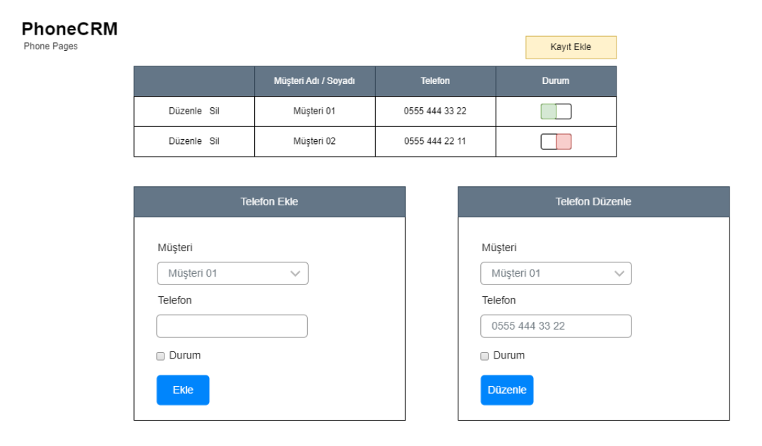 Web Panel Telefon Ekranı