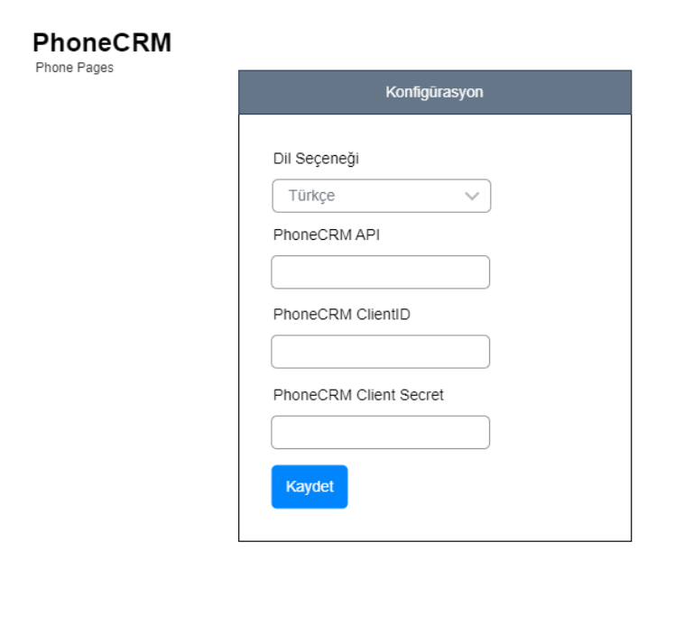 Web Panel Telefon Ekranı